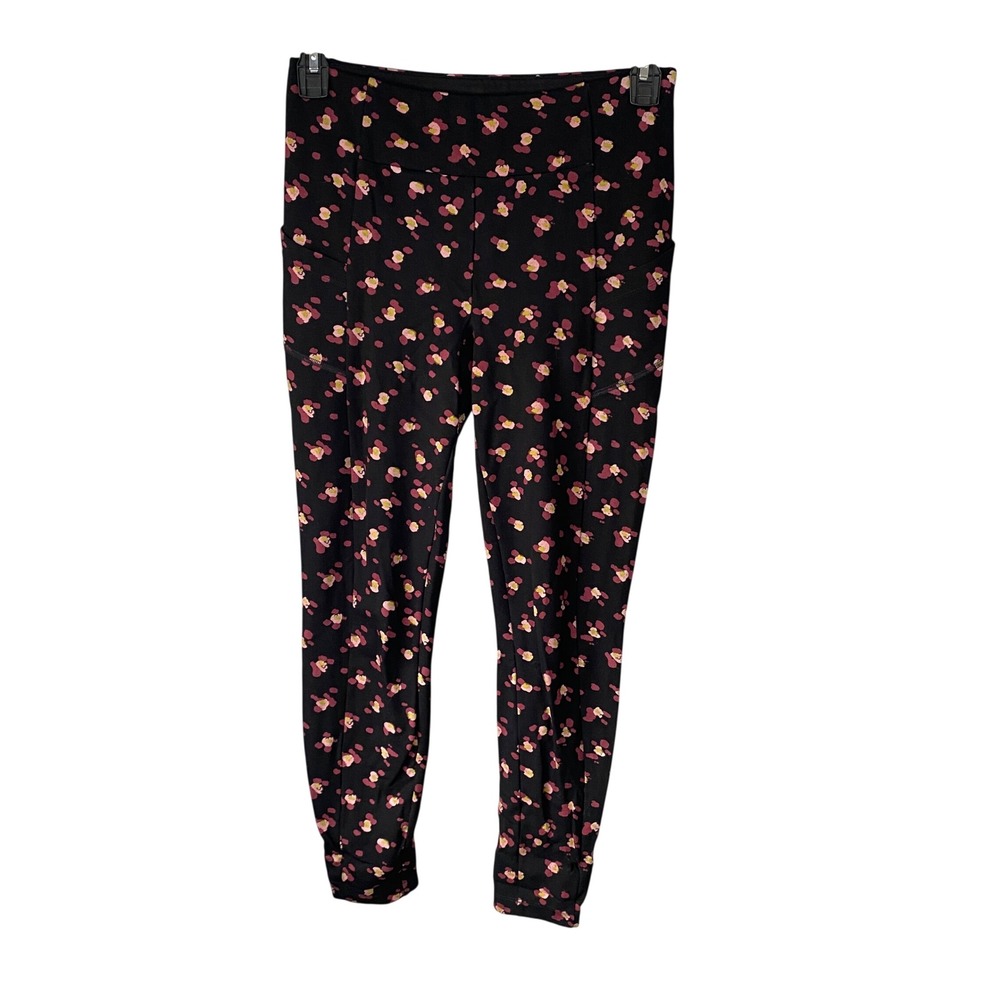Cabi‎ 4142 High Rise Pocket Leggings Black Pink Abstract Floral Print Small